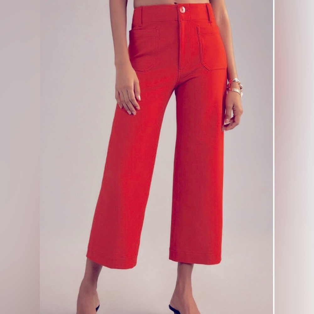 Maeve/Anthropologie The Colette Cropped Pant in True Red: Ponte Edition 28. NWT